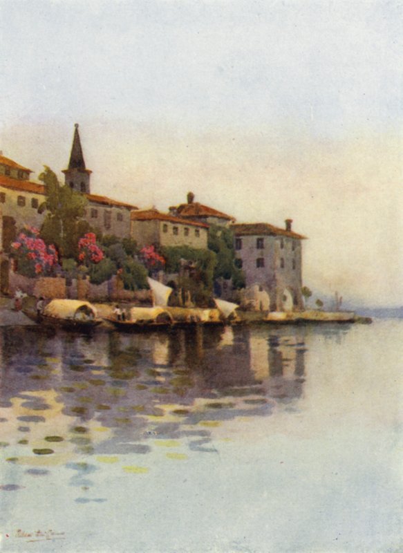 Egy szürke reggel, Lago Maggiore (színes litó) alkotó: Ella Du Cane