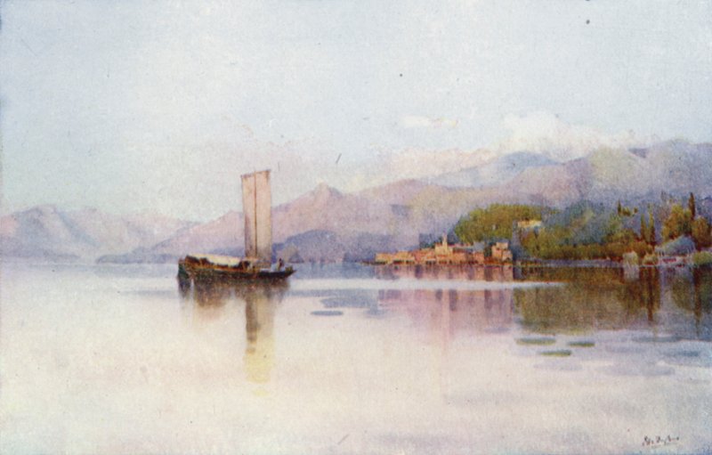 Bellagio, Comói-tó (színes litho) alkotó: Ella Du Cane