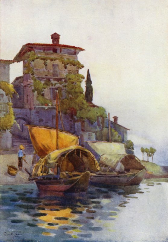Horgászcsónakok (színes litho) alkotó: Ella Du Cane