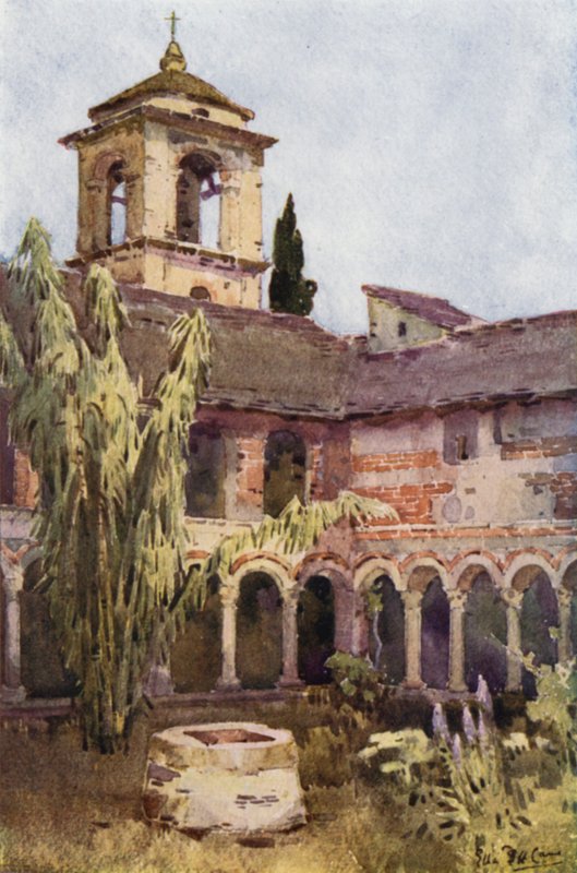 Piona kolostor, Comói-tó (színes litho) alkotó: Ella Du Cane