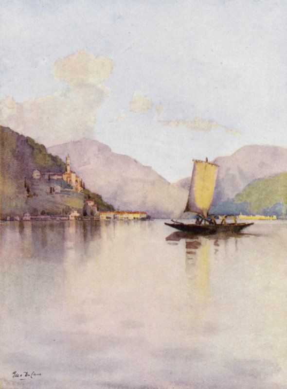 Morcote, Luganói-tó (színes litho) alkotó: Ella Du Cane