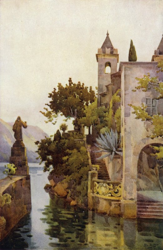 Villa Arconati, Comói-tó (színes litho) alkotó: Ella Du Cane