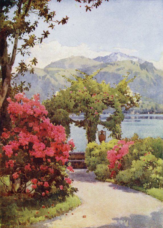 Villa Carlotta, Comói-tó (színes litho) alkotó: Ella Du Cane