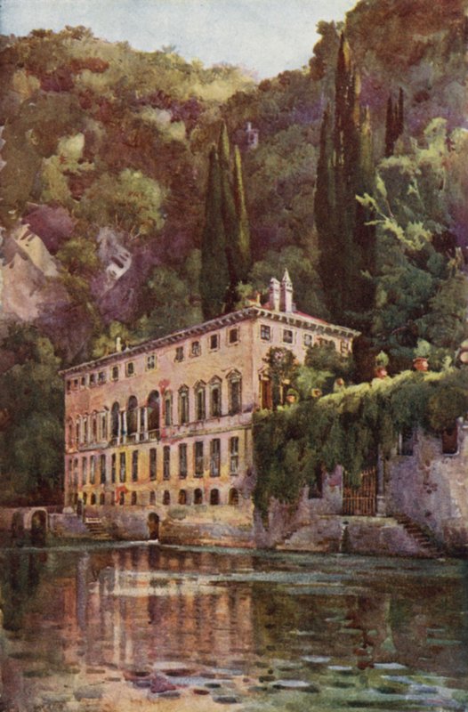 Villa Pliniana, Comói-tó (színes litho) alkotó: Ella Du Cane