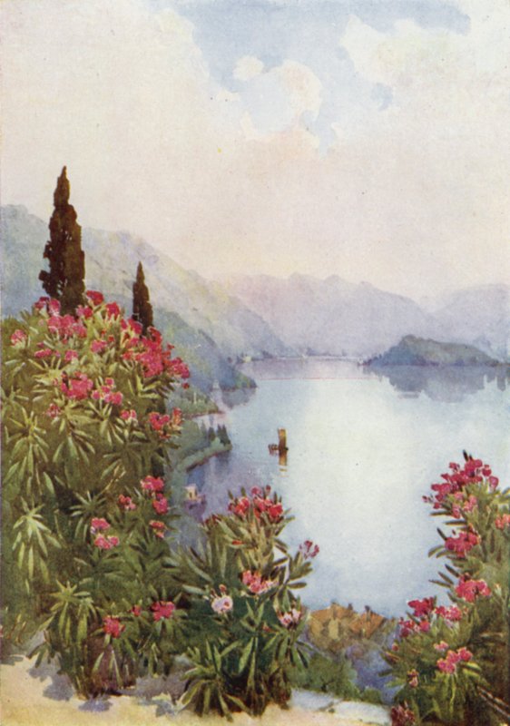 Villa Serbelloni, Comói-tó (színes litho) alkotó: Ella Du Cane