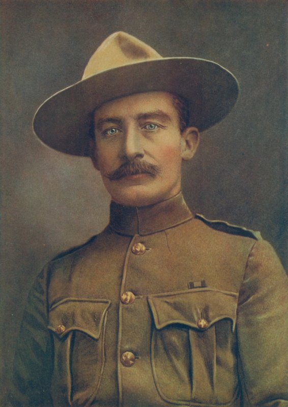 Robert S. S. Baden-Powell ezredes, A Mafeking védelmezője. Terepszolgálati egyenruhában, mint az Irregular Horse ezredese alkotó: Elliott and Fry Photography Studio