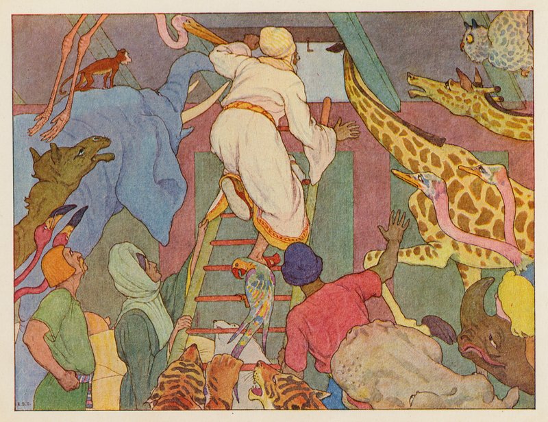 Noé bárkája: A szárazföld első látványa (színes litográfia) alkotó: Elmer Boyd Smith