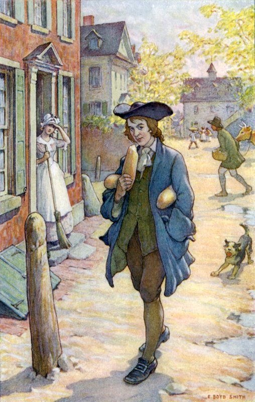 Az ajtóban állva meglátott, és azt hitte, hogy – ahogy minden bizonnyal tettem – a legkínosabb, nevetséges megjelenésem volt. alkotó: Elmer Boyd Smith