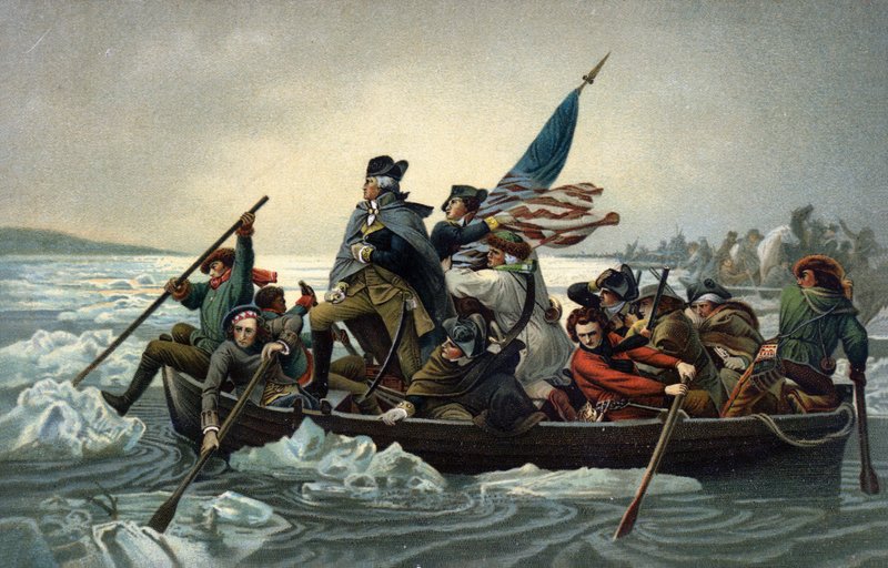 George Washington átkelt a Delaware-en az amerikai függetlenségi háború alatt, 1776. december 25. (chromolitho) alkotó: Emanuel Gottlieb (after) Leutze