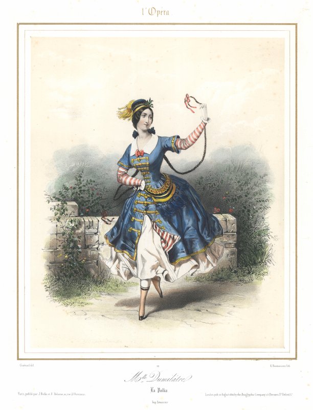 Adele Dumilatre francia balett-táncos a párizsi operában táncol, 1840 (színes litó) alkotó: Emile Desmaisons