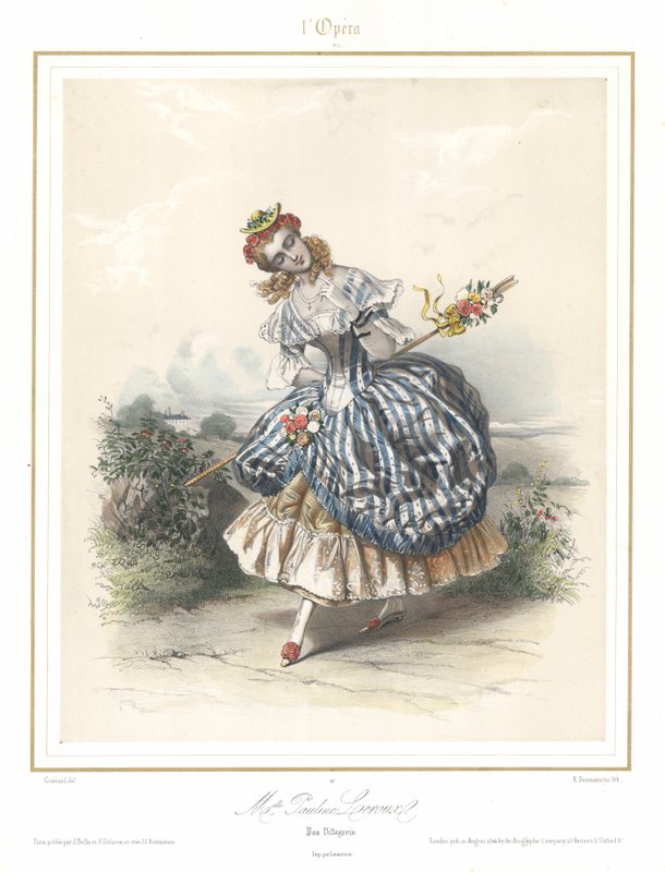 Pauline Leroux francia balett táncos a párizsi operában, 1840 (színes litó) alkotó: Emile Desmaisons