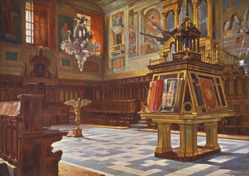 Elscorial: A kórus (színes litográfia) alkotó: Emilio Poy Dalmau