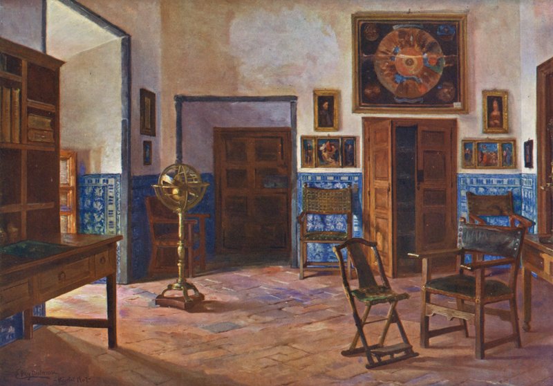 El Elscorial: II. Fülöp háza (színes litográfia) alkotó: Emilio Poy Dalmau