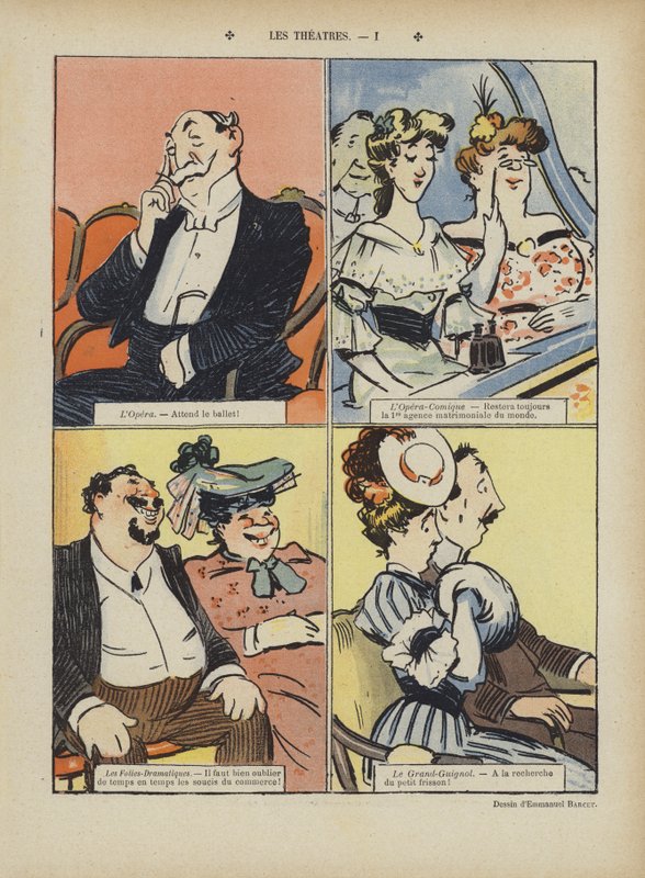 Színházak. Illusztráció Le Rire alkotó: Emmanuel Barcet
