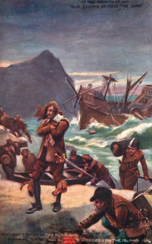 Sir George Summers tengernagy tönkrement a Bermudákon, 1609 alkotó: English School