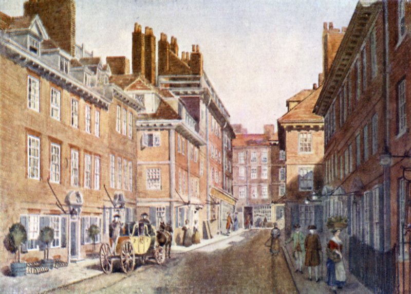 A Beaufort épületek 1704-ben, a Savoy Hotel és a Savoy Színház felépítésekor lebontották. alkotó: English School