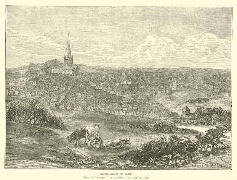 Birmingham 1640-ben, a Dugdales Warwickshire-i Prospectből, 1656 alkotó: English School