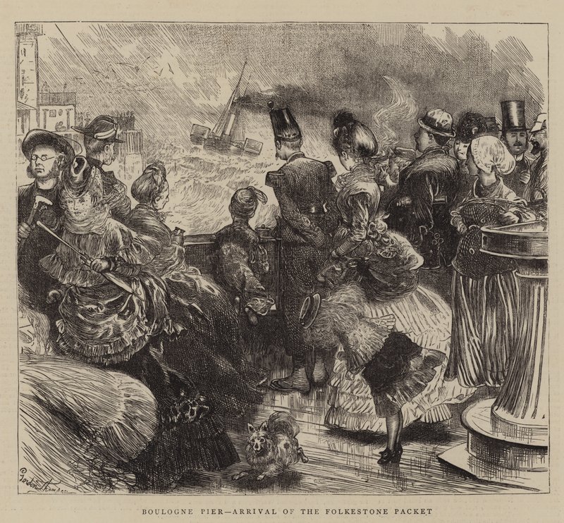 Boulogne-i móló, a Folkestone-csomag érkezése alkotó: English School