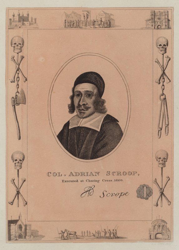 Adrian Scroop ezredest, kivégezték Charing Crossnál, 1660-ban alkotó: English School