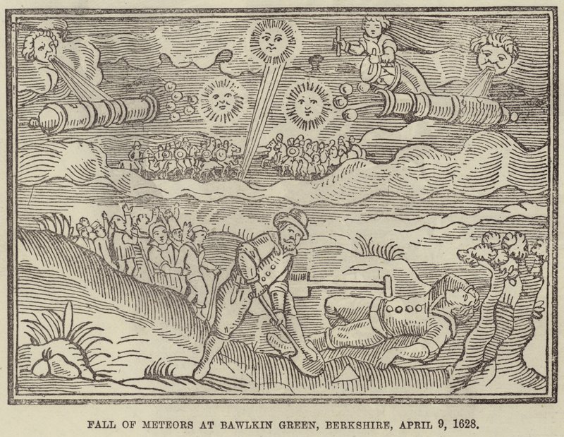 Meteorok bukása Bawlkin Greenben, Berkshire-ben, 1628. április 9 alkotó: English School