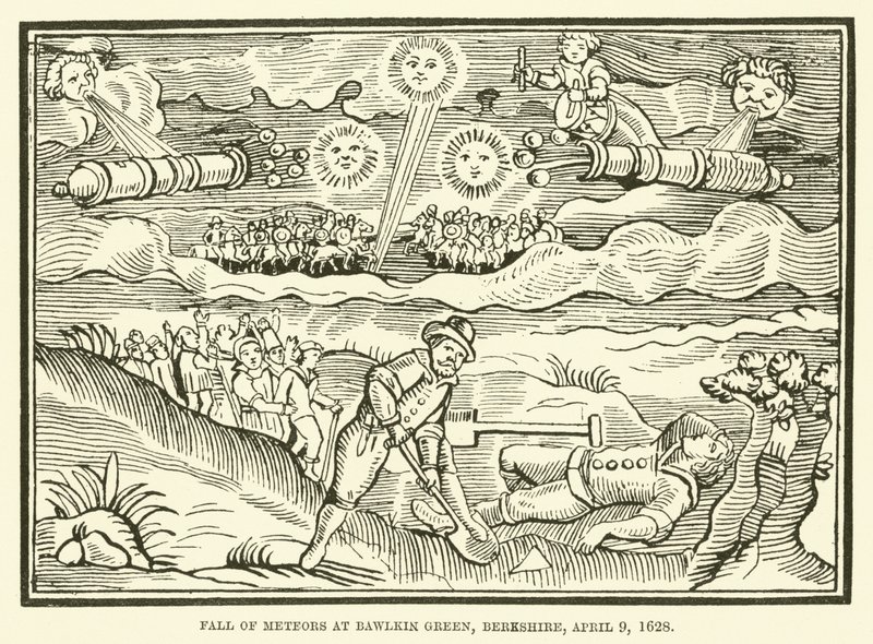 Meteorhullás a Bawlkin Greenben, Berkshire-ben, 1628. április 9 alkotó: English School