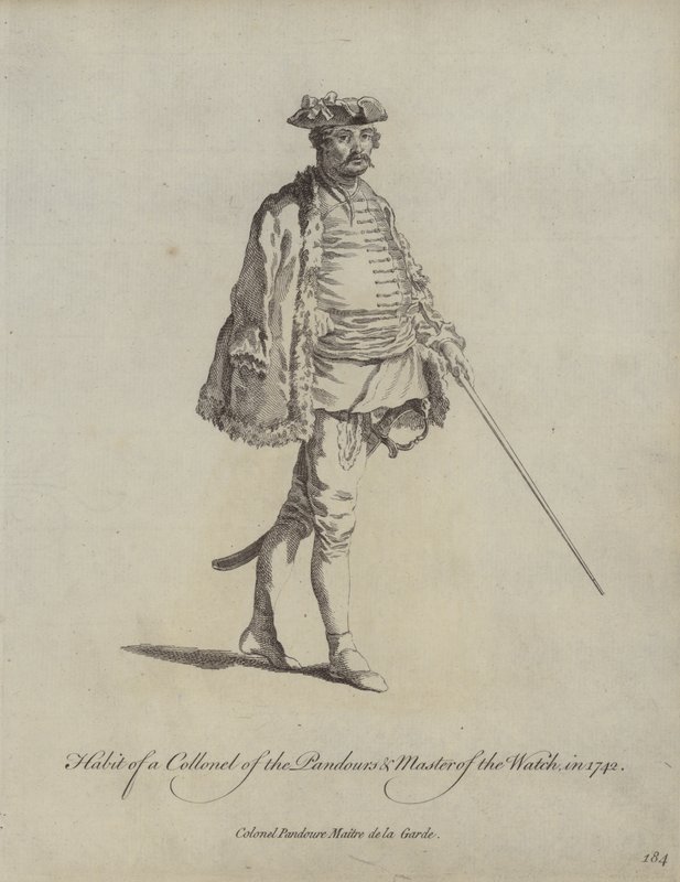A Pandourok ezredesének és az őrmesternek a szokása 1742-ben alkotó: English School