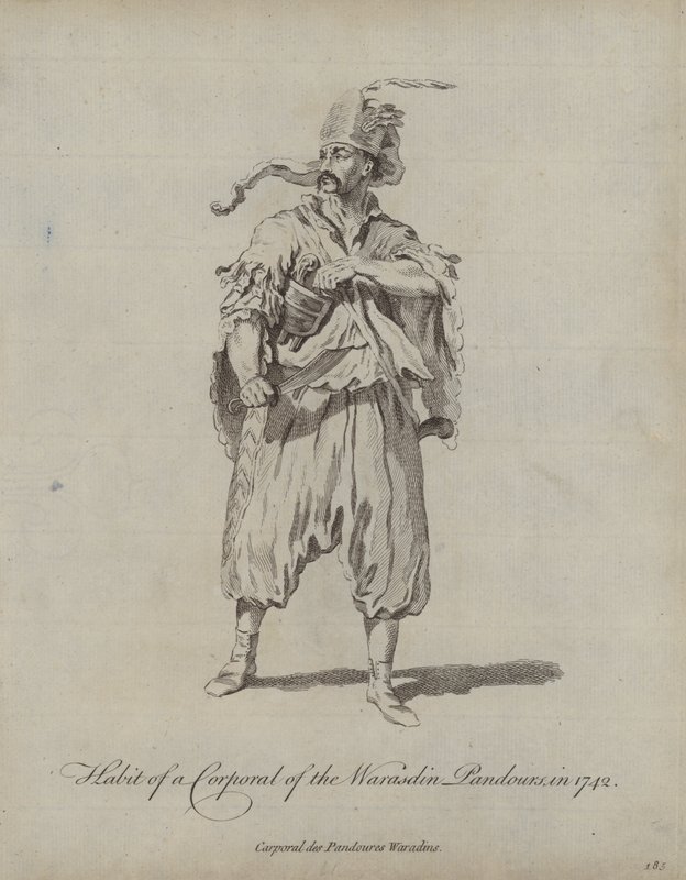 A Warasdin Pandourok tizedesének szokása 1742-ben alkotó: English School