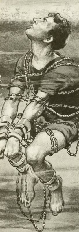 Harry Houdini megbilincselve és láncban, a víz alatt alkotó: English School