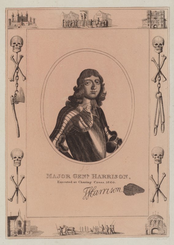 Harrison vezérőrnagyot, kivégezték Charing Crossnál, 1660-ban alkotó: English School