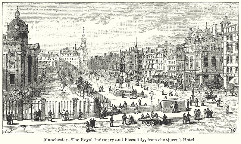 Manchester ? A Royal Infirmary és a Piccadilly, a Queens Hoteltől alkotó: English School