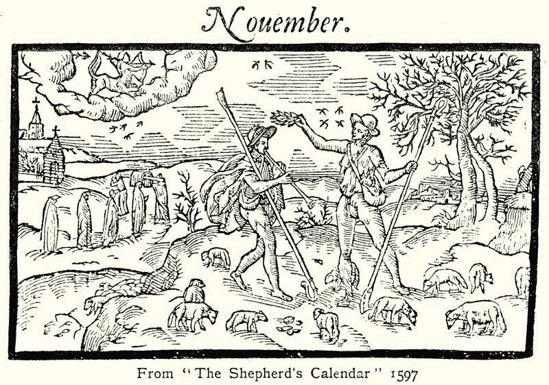 november, a Pásztorok kalendáriumából, 1597 alkotó: English School