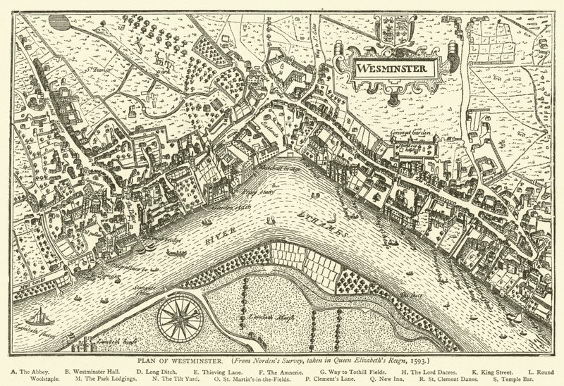 Westminster terve a Nordens felmérésből, Erzsébet királynő uralkodása idején, 1593 alkotó: English School