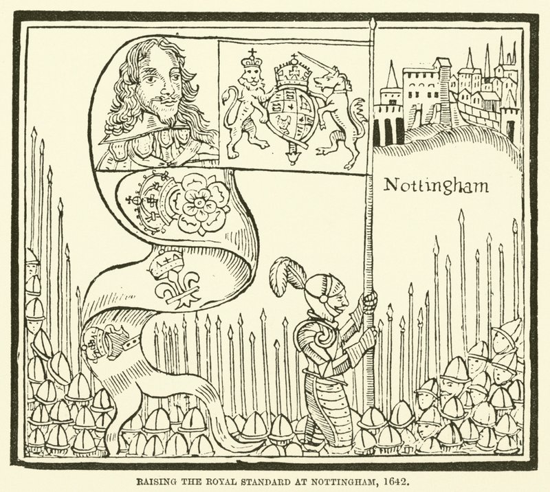 A királyi színvonal emelése Nottinghamben, 1642 alkotó: English School