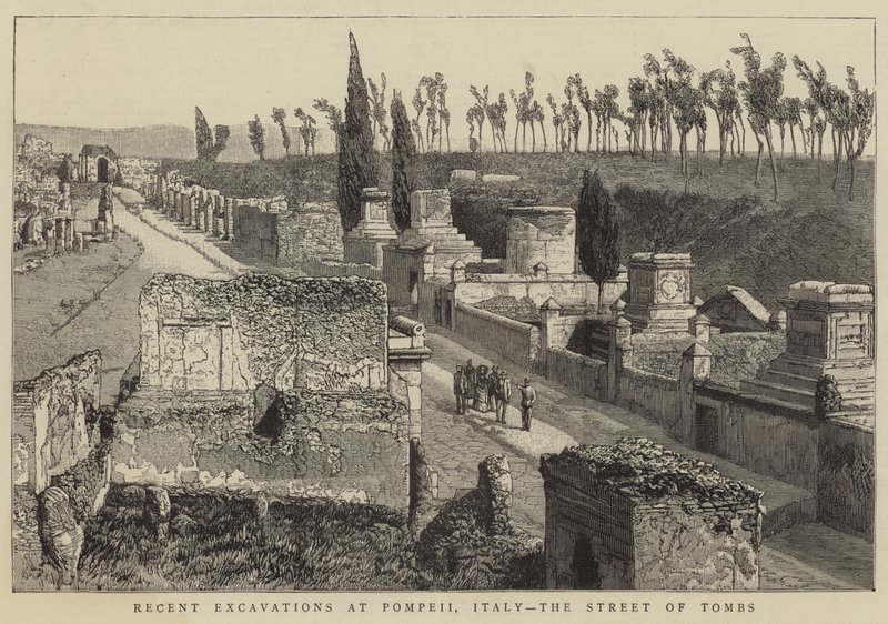 Legutóbbi ásatások az olaszországi Pompejiben, a sírok utcáján alkotó: English School