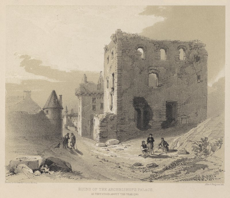 Az Érseki Palota romjai, ahogyan 1780 körül álltak alkotó: English School