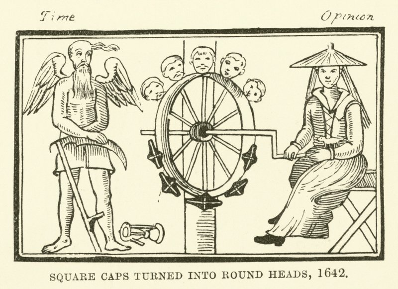 Négyzet alakú sapkák kerek fejlé alakítva, 1642 alkotó: English School