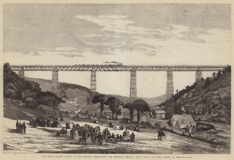 The Great Crumlin Viaduct, a Newport, Abergavenny és Hereford Railway, teljes hossza, 1700 láb; Magasság, 200 láb alkotó: English School