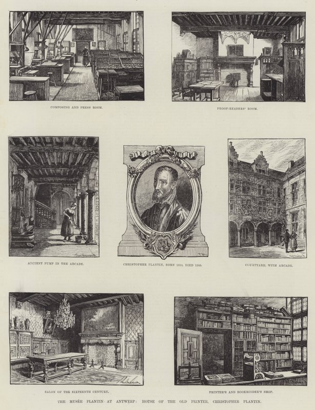 A Musee Plantin Antwerpenben, a régi nyomdász háza, Christopher Plantin alkotó: English School