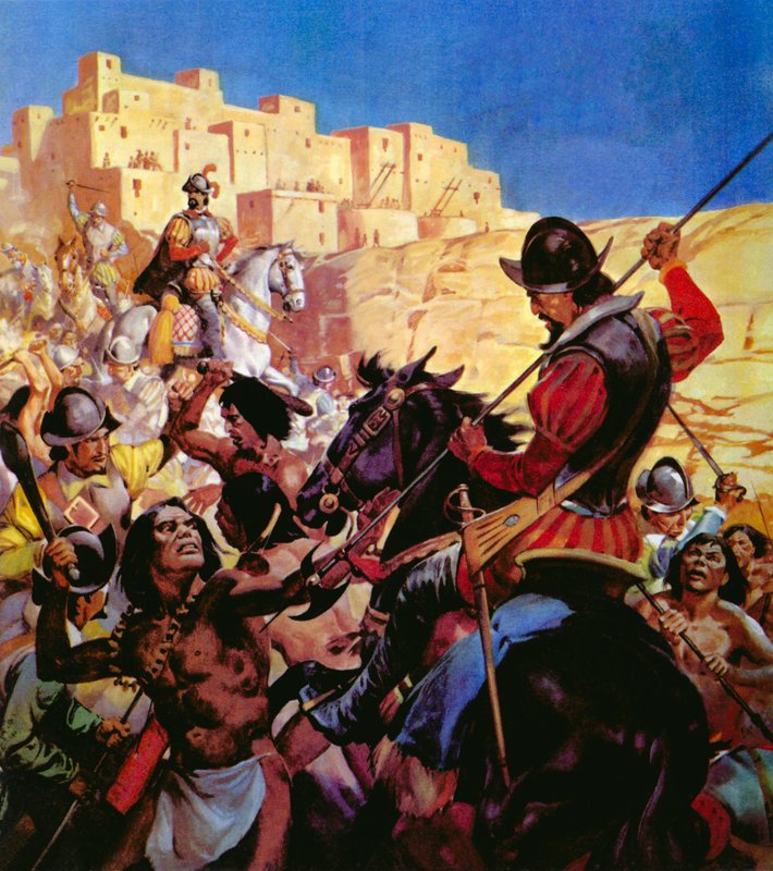 Az észak-arizonai pueblo indiánokat spanyol hódítók támadták meg alkotó: English School