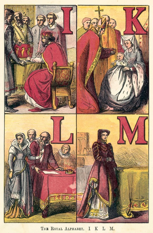 A királyi ábécé, I, K, L, M alkotó: English School