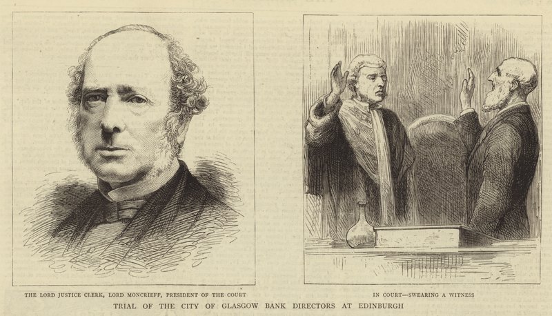 Glasgow város bankigazgatóinak tárgyalása Edinburghban alkotó: English School