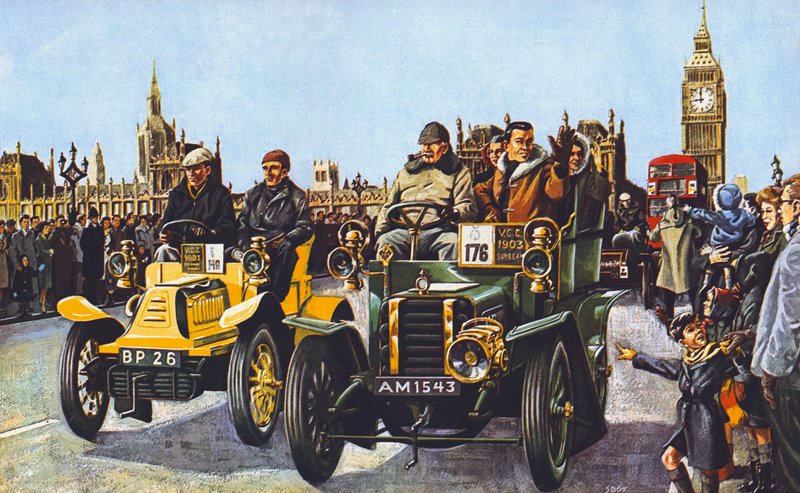 Veterán autó rally alkotó: English School