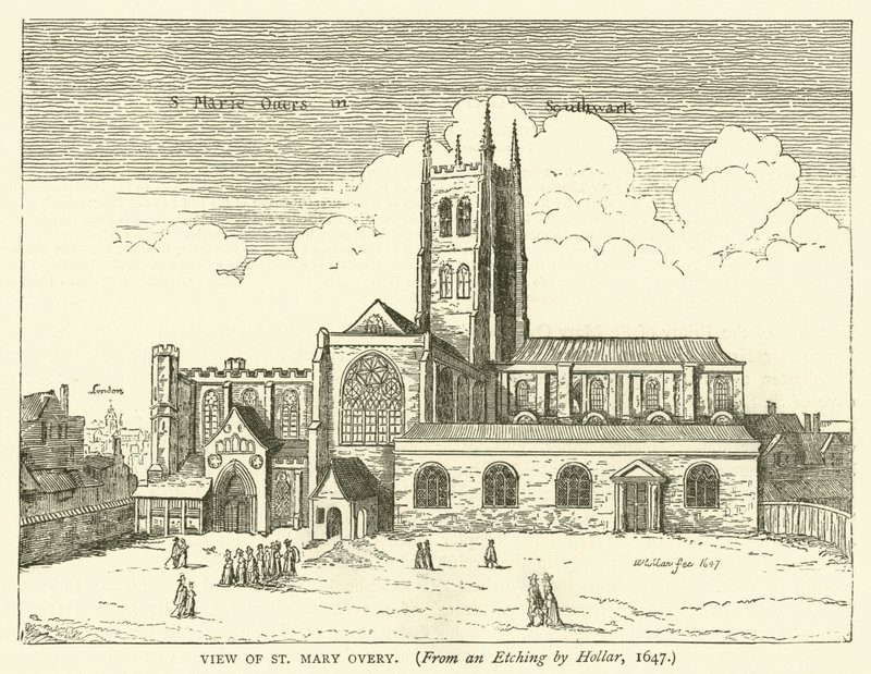 St Mary Overy képe, Hollar rézkarcáról, 1647 alkotó: English School