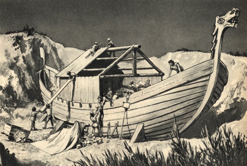 Viking hajó temetése alkotó: English School