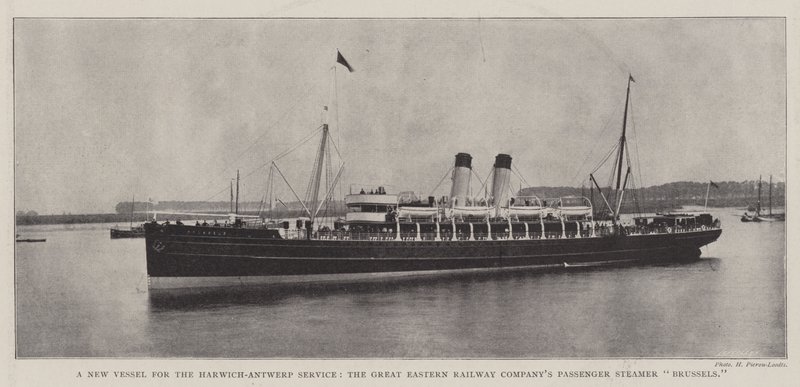 Új hajó a Harwich-Antwerpen járat számára, a Great Eastern Railway Company Brüsszeli utasszállító gőzhajója alkotó: English Photographer