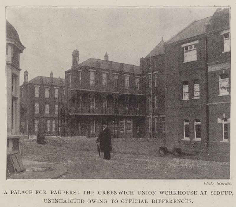 A szegények palotája, a Greenwich Union Workhouse Sidcupban, a hivatalos különbségek miatt lakatlan alkotó: English Photographer