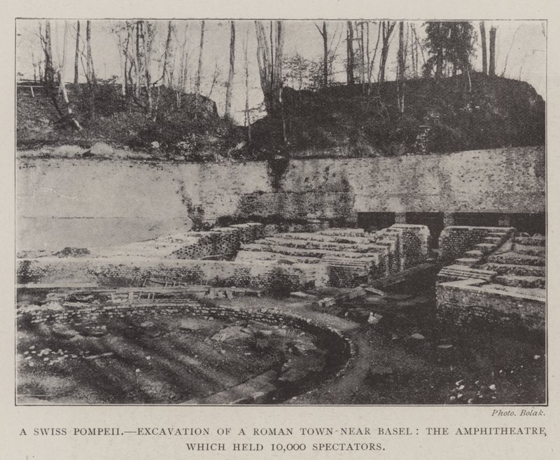 Egy svájci Pompei, egy római város feltárása Bázel közelében, az amfiteátrum, amely 10 000 nézőt befogadott alkotó: English Photographer