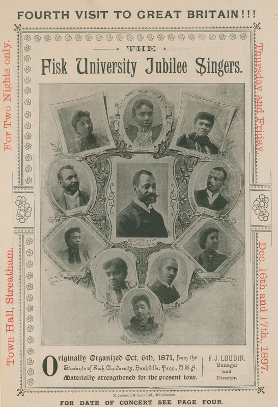 A The Fisk University Jubilee Singers megjelenésének hirdetése alkotó: English Photographer