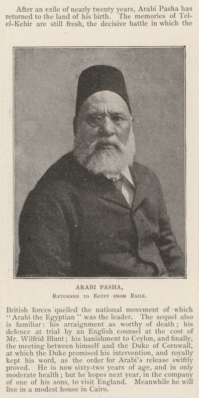 Arabi pasa, visszatért Egyiptomba a száműzetésből alkotó: English Photographer