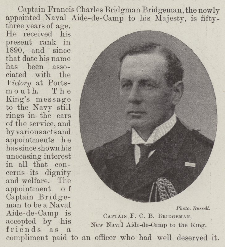 F C B Bridgeman kapitány, új haditengerészeti segédtiszt a királynak alkotó: English Photographer
